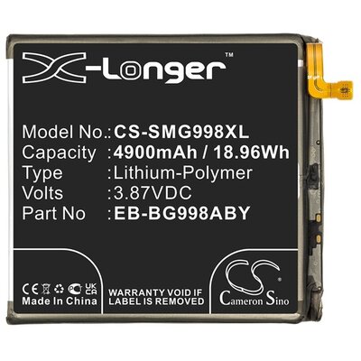 CAMERON SINO Li-Polymer utángyártott akkumulátor (3,85V / 4900 mAh, Samsung EB-BG998ABY kompatibilis) [Samsung Galaxy S21 Ultra (SM-G998) 5G]