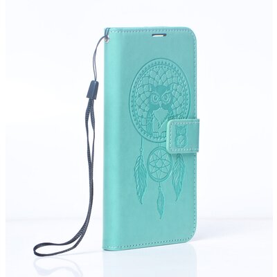 Forcell Mezzo oldalra nyíló flipes telefontok, bőrhatású, nyomott mintával - Samsung S21 FE, Álomfogó minta, Zöld