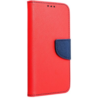 Oldalra nyíló flip telefontok, kellemes bőr hatású, bankkártya zseb, kitámasztható - Samsung Galaxy A03, Piros-Tengerkék