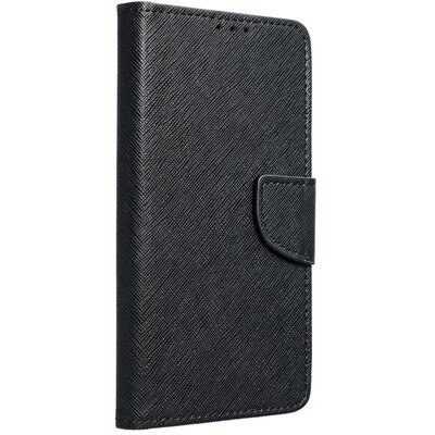 Oldalra nyíló flip telefontok, kellemes bőr hatású, bankkártya zseb, kitámasztható - Samsung Galaxy A03, Fekete