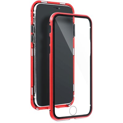 Magneto 360 elő- és hátlapvédő prémium telefontok, edzett üveg, alumínium éllel erősített - Samsung Galaxy S21 ULTRA, Piros