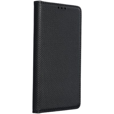 Smart flip telefontok, mágneses flip zár, oldalra nyíló, bőr hatású - Samsung Galaxy M53 5G, Fekete