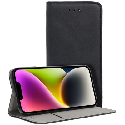 Smart Magneto flip telefontok, mágneses flip zár, oldalra nyíló, bőr hatású - Samsung Galaxy A13 4G, Fekete