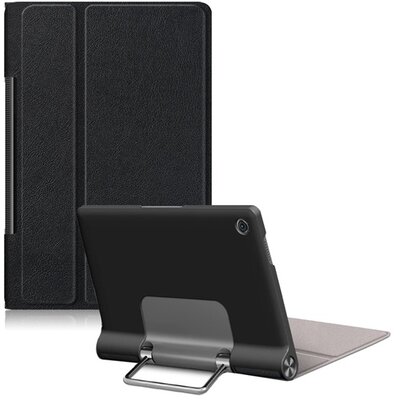Tablet védőtok álló, bőr hatású (flip, oldalra nyíló, asztali tartó funkció, kitámasztó), Fekete [Lenovo Yoga Tab 11 (YT-J706X) LTE]