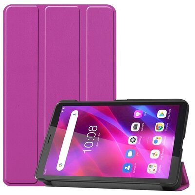 Tablet védőtok álló, bőr hatású (flip, oldalra nyíló, Trifold asztali tartó funkció) LILA [Lenovo Tab M7 (TB-7305F) Gen2, Lenovo Tab M7 (TB-7306F) Gen3]