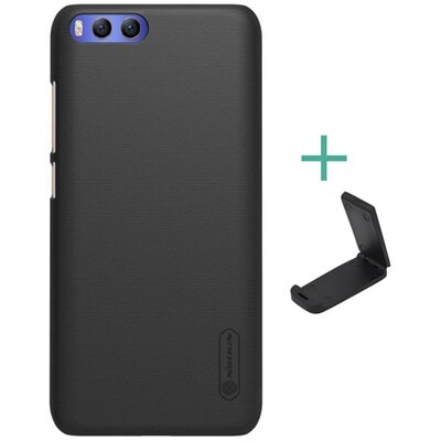 NILLKIN SUPER FROSTED műanyag hátlapvédő telefontok (gumírozott, érdes felület + asztali tartó), Fekete [Xiaomi Mi 6]