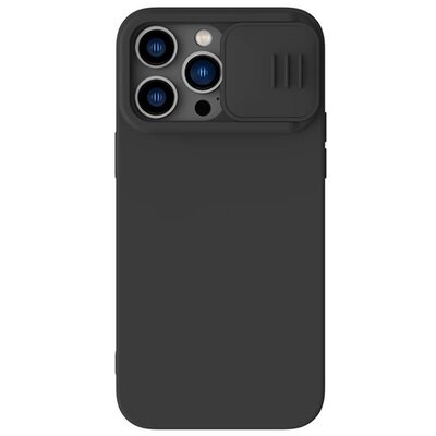 NILLKIN CAMSHIELD SILKY szilikon hátlapvédő telefontok (matt, mikrofiber plüss belső, kamera védelem, környezetbarát), Fekete [Apple iPhone 14 Pro Max]