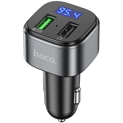 HOCO E67_B HOCO E67 bluetooth FM transmitter autós töltő 2 USB aljzat (5V / 1.5A, 18W, gyorstöltés támogatás, LED kijelző) FEKETE [Realme C30, Nokia XR21]