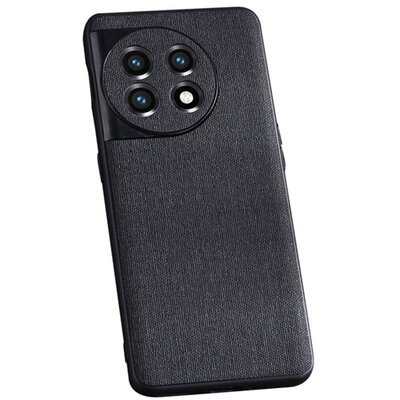 Szilikon telefonvédő (textil bevonat) FEKETE [OnePlus 11 5G]