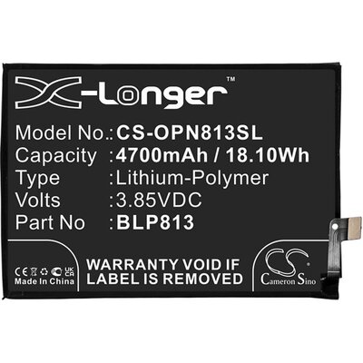 CAMERON SINO CS-OPN813SL CAMERON SINO Li-Polymer akkumulátor (3,85V / 4700mAh, Oneplus BLP813 kompatibilis) FEKETE [OnePlus Nord N100]