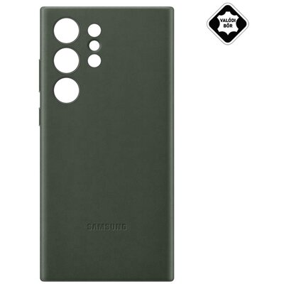 SAMSUNG EF-VS918LGEGWW SAMSUNG műanyag telefonvédő (valódi bőr hátlap) ZÖLD [Samsung Galaxy S23 Ultra (SM-S918)]