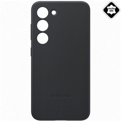 SAMSUNG EF-VS916LBEGWW SAMSUNG műanyag telefonvédő (valódi bőr hátlap) FEKETE [Samsung Galaxy S23 Plus (SM-S916)]