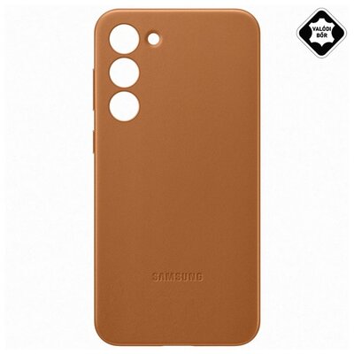 SAMSUNG EF-VS911LAEGWW SAMSUNG műanyag telefonvédő (valódi bőr hátlap) BARNA [Samsung Galaxy S23 (SM-S911)]