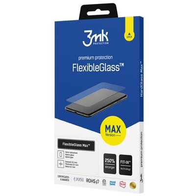 3MK FLEXIBLE GLASS MAX képernyővédő üveg (2.5D, flexibilis, lekerekített szél, ultravékony, 0.2mm, 7H) FEKETE [Samsung Galaxy S21 FE (SM-G990)]