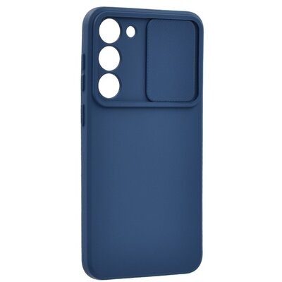 Szilikon telefonvédő (matt, mikrofiber plüss belső, kamera védelem) SÖTÉTKÉK [Samsung Galaxy S23 Plus (SM-S916)]