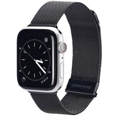 DUX DUCIS pótszíj (egyedi méret, alumínium, milánói, mágneses zár) FEKETE [Apple Watch Series 2 38mm, Apple Watch Series 3 38mm, Apple Watch Series 4 40mm, Apple Watch Series 5 40mm]