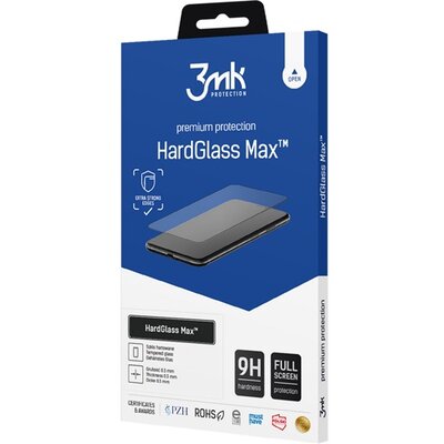 3MK HARD GLASS MAX képernyővédő üveg (3D full cover, íves, ujjlenyomat mentes, karcálló, tok barát 0.3mm, 9H) FEKETE [Apple iPhone 14 Pro]