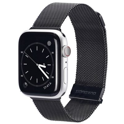 DUX DUCIS pótszíj (egyedi méret, alumínium, milánói, mágneses zár) FEKETE [Apple Watch Series 2 42mm, Apple Watch Series 3 42mm, Apple Watch Series 4 44mm, Apple Watch Series 5 44mm]