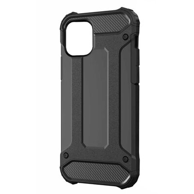 Defender műanyag telefonvédő (közepesen ütésálló, légpárnás sarok, szilikon belső, fémhatás) FEKETE [Apple iPhone 14 Plus]