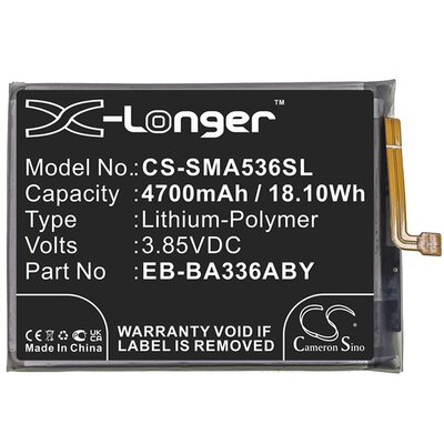 CAMERON SINO CS-SMA536SL CAMERON SINO Li-Polymer akkumulátor (3,85V / 4700mAh, Samsung EB-BA336ABY kompatibilis) FEKETE [Samsung Galaxy A53 (SM-A536) 5G]