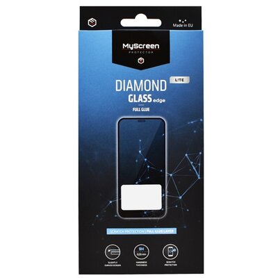 MYSCREEN MD6863 DGLFG MYSCREEN DIAMOND GLASS LITE EDGE képernyővédő üveg (2.5D full glue, íves, karcálló, 0.33 mm, 9H) FEKETE [Apple iPhone 14 Pro]