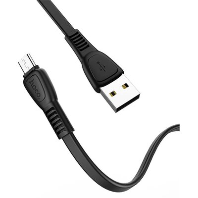 HOCO X40_M_B HOCO X40 adatkábel és töltő (USB - microUSB, 100cm, törésgátló, lapos kábel) FEKETE