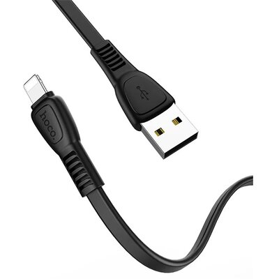 HOCO X40_L_B HOCO X40 adatkábel és töltő (USB - Lightning 8pin, 100cm, törésgátló, lapos kábel) FEKETE