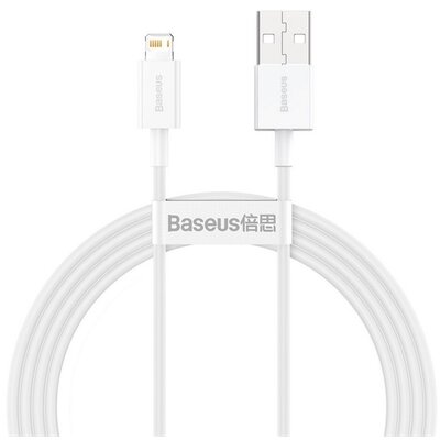 BASEUS CALYS-B02 BASEUS SUPERIOR adatkábel és töltő (USB - lightning 8pin, 2.4A, PD gyorstöltés támogatás, 150cm, törésgátló) FEHÉR