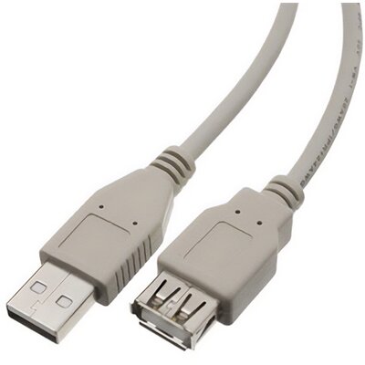 Kábel hosszabbító (USB 2.0 - USB 2.0, 180cm, törésgátló) SZÜRKE