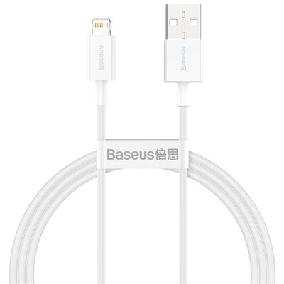 BASEUS CALYS-A02 BASEUS SUPERIOR adatkábel és töltő (USB - lightning 8pin, 2.4A, PD gyorstöltés támogatás, 100cm, törésgátló) FEHÉR