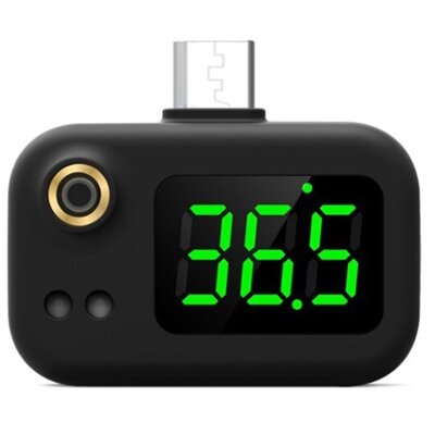 Testhőmérő (microUSB, érintés nélküli infravörös mérés, LCD kijelző) FEKETE