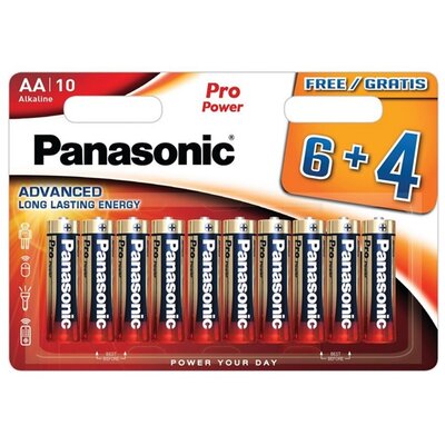 PANASONIC LR6PPG/10BW 6+4F PR PANASONIC PRO POWER szupertartós elem (AA, LR6PPG, 1.5V, alkáli) 10db /csomag