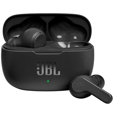 JBL JBLV200TWSBLK JBL VIBE 200 bluetooth fülhallgató SZTEREO (v5.0, TWS, cseppálló, mélyhang kiemelés + töltőtok) FEKETE