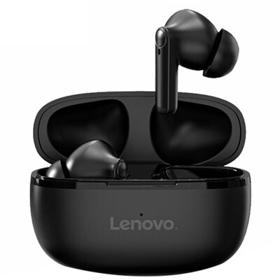 LENOVO HT05_B LENOVO HT05 bluetooth fülhallgató SZTEREO (v5.0, TWS, mikrofon, cseppálló, zajszűrő + töltőtok) FEKETE