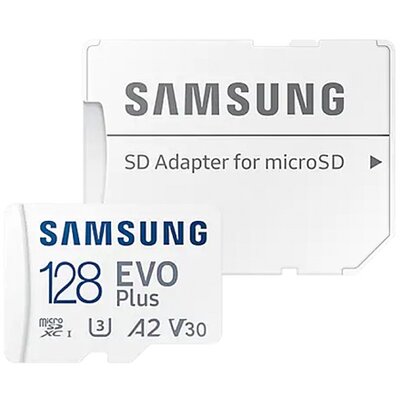 SAMSUNG MC128KA-EU SAMSUNG MEMÓRIAKÁRTYA TransFlash 128GB (microSDXC EVOPlus Blue - Class 10, UHS-1) + SD adapter