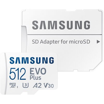 SAMSUNG MB-MC512KA-EU SAMSUNG MEMÓRIAKÁRTYA TransFlash 512GB (microSDXC EVOPlus Blue - Class 10, UHS-1) + SD adapter