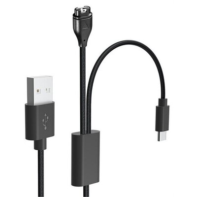 Töltőkábel 2in1 (USB - Garmin / Type-C csatlakozó, 115cm) FEKETE