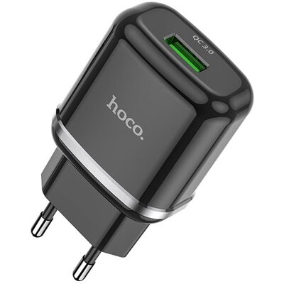 HOCO N3_B HOCO N3 hálózati töltő USB aljzat (5V / 3000 mA, 18W, QC 3.0, gyorstöltés támogatás) FEKETE