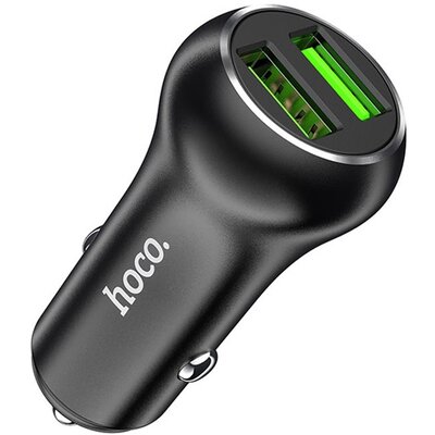 HOCO Z37_B HOCO Z37 autós töltő 2 USB aljzat (5V / 3000mA, 36W, gyorstöltés támogatás, QC 3.0) FEKETE