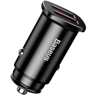 BASEUS CCALL-DS01 BASEUS autós töltő 2 USB aljzat (4.5V / 5000mA, 30W, QC 3.0, PD gyorstöltés támogatás) FEKETE