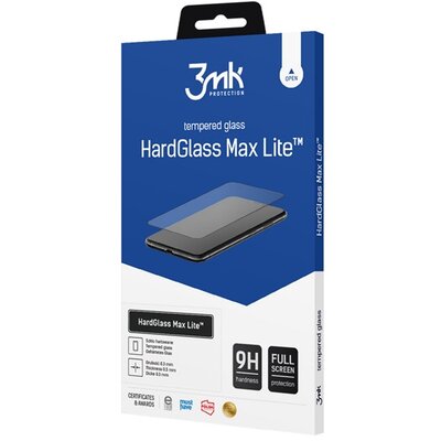 3MK HARD GLASS MAX LITE képernyővédő üveg (3D full cover, íves, ujjlenyomat mentes, karcálló, 0.3mm, 9H) FEKETE