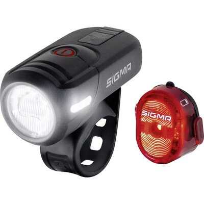 LED-es, akkus kerékpár lámpa készlet, fekete, Sigma AURA 45/Nugget Set