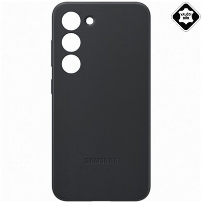 SAMSUNG EF-VS911LBEGWW SAMSUNG műanyag telefonvédő (valódi bőr hátlap) FEKETE [Samsung Galaxy S23 (SM-S911)]