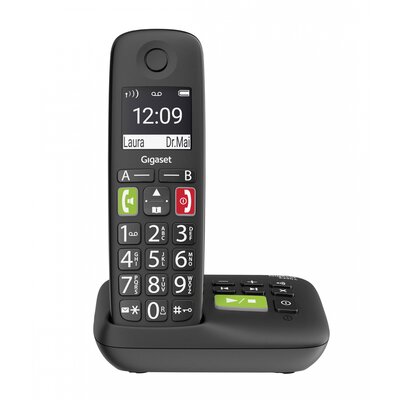 Gigaset E290A DECT/GAP Vezeték nélküli analóg telefon Hallókészülékkel kompatibilis, Üzenetrögzítős, Kihangosító, Bébiszitter Fekete