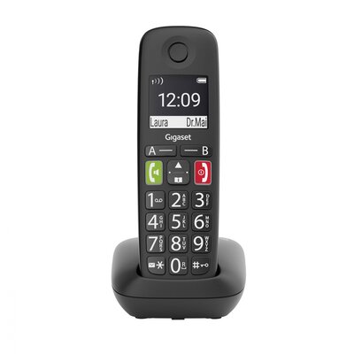 Gigaset E290 DECT/GAP Vezeték nélküli analóg telefon Hallókészülékkel kompatibilis, Kihangosító, Bébiszitter Fekete