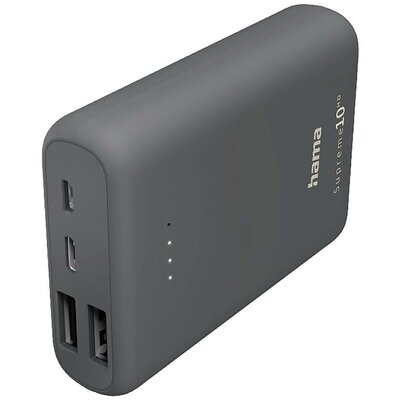 Hama Supreme 10HD Powerbank 10000 mAh LiPo USB-A, USB-C® Sötétszürke