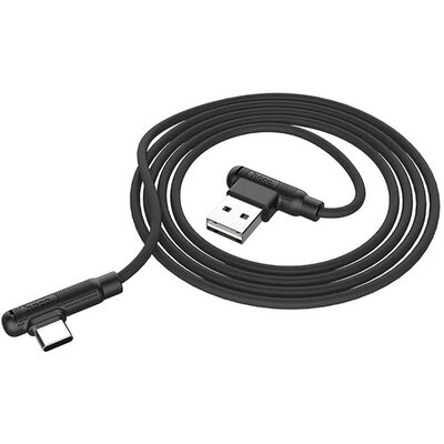 HOCO X46_B HOCO X46 adatátvitel kábel és töltő (USB - Type-C, 100cm, 90 fokos, szilikon, törésgátló) FEKETE