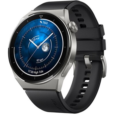 HUAWEI 55028468 HUAWEI Watch GT 3 Pro okosóra (46mm, beépített GPS, 3D edzett üveg, aktivitásmérő, elasztomer csuklópánt) FEKETE