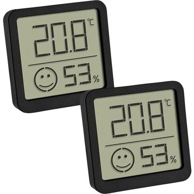 TFA Dostmann 2er Set digitales Thermo-Hygrometer mit Komfortzone Hőmérséklet- és légnedvesség mérő Fekete