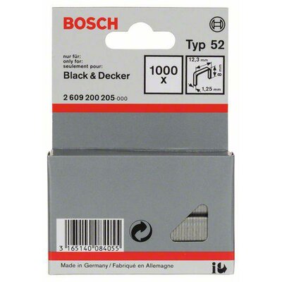 Tűzőkapocs, 52-es típus, 12,3 x 1,25 x 8 mm 1000 db Bosch 2609200205